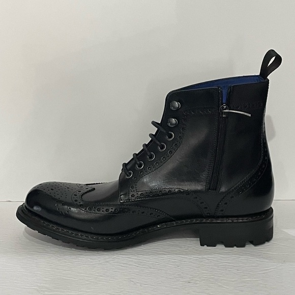 Emilio Franco boot chelsea chukka black wingtip lace up side zipper - Picture 2 of 5